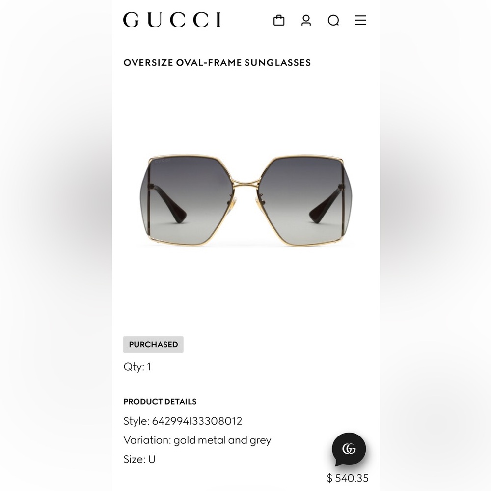 Gucci Women's Sunglasses with Gold Frame